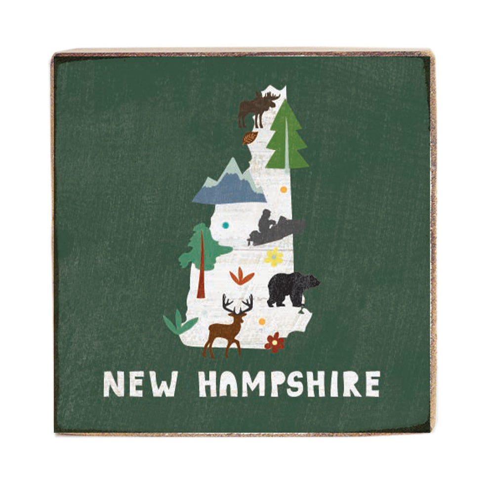 New Hampshire Icon Square Block Sign