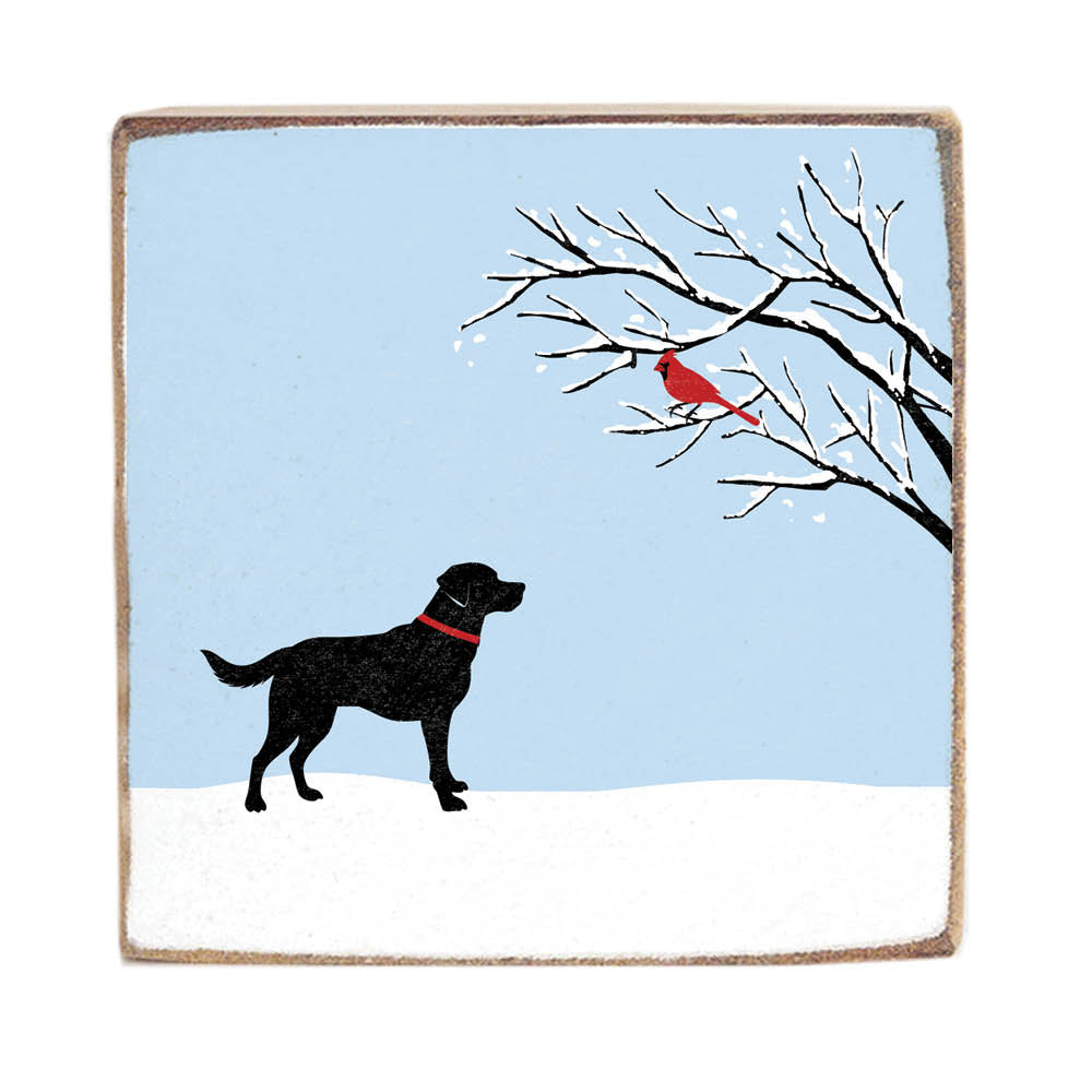 Dog And Cardinal Block Sign