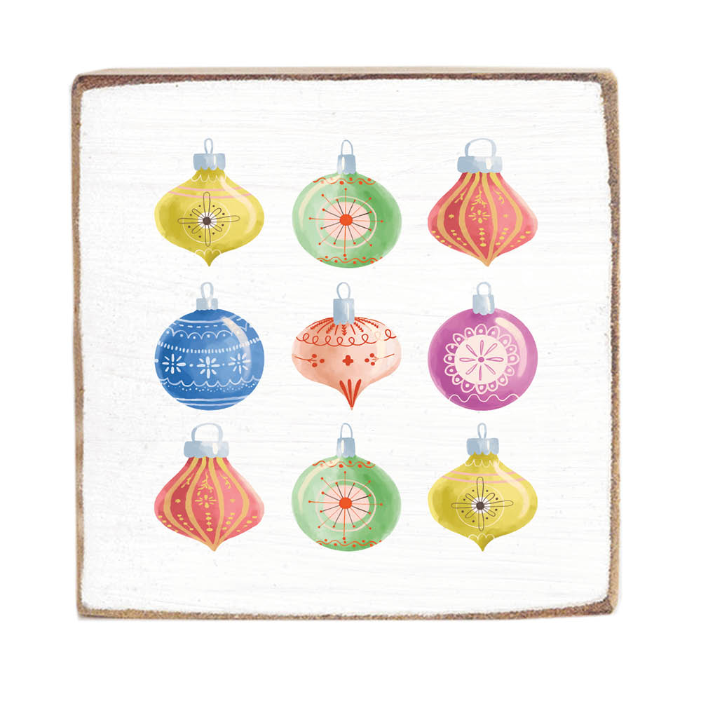 Christmas Ornaments Block Sign
