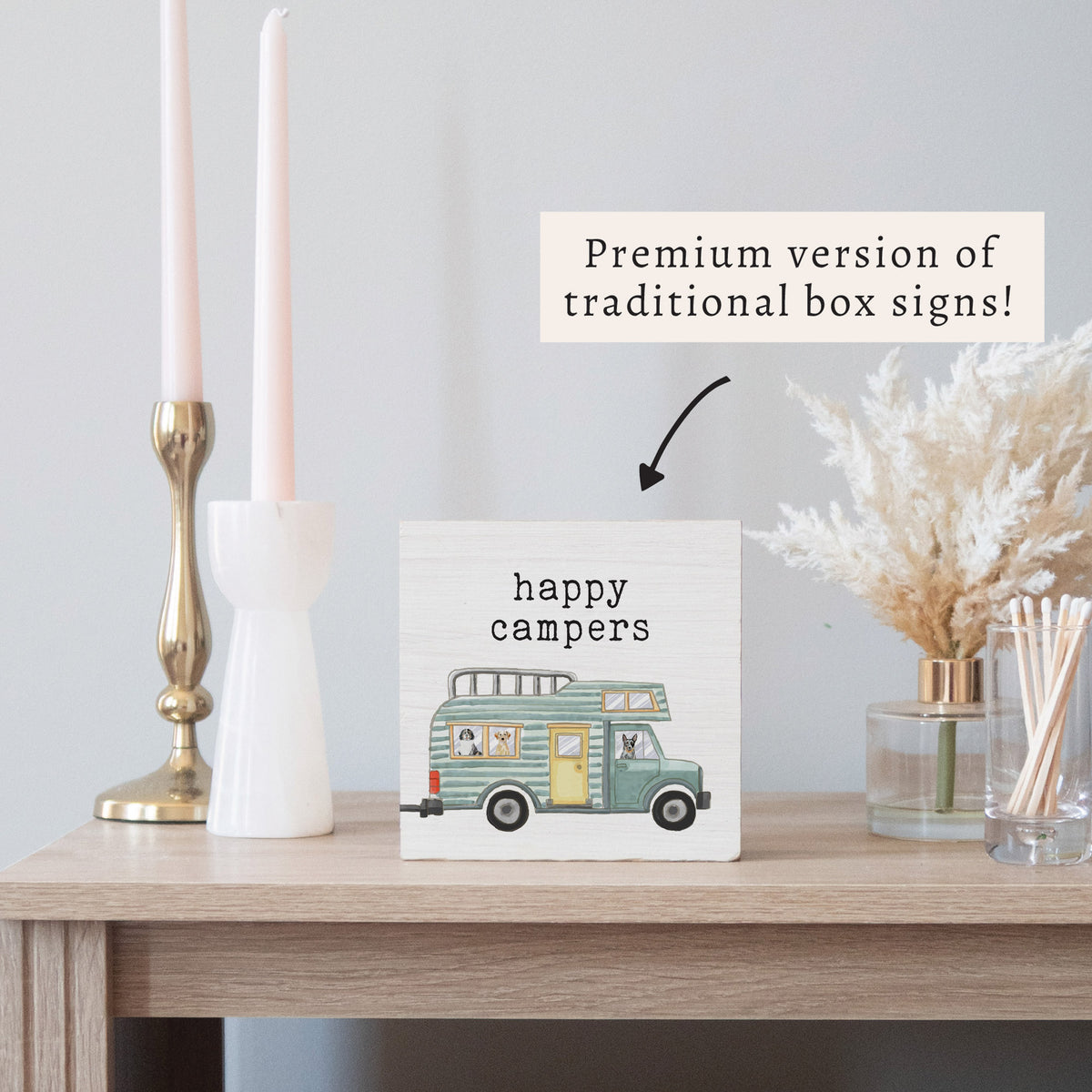 Happy Campers Block Sign