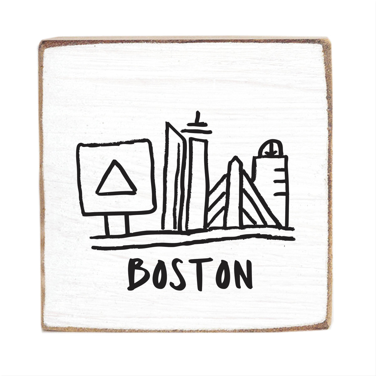 Boston City Outline Square Block Sign