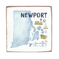 Newport Rhode Island State Icons Block Sign