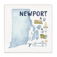 Newport Rhode Island State Icons Block Sign