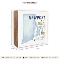 Newport Rhode Island State Icons Block Sign
