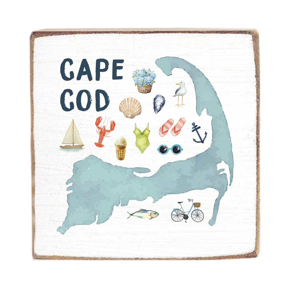 Cape Cod Icons Block Sign