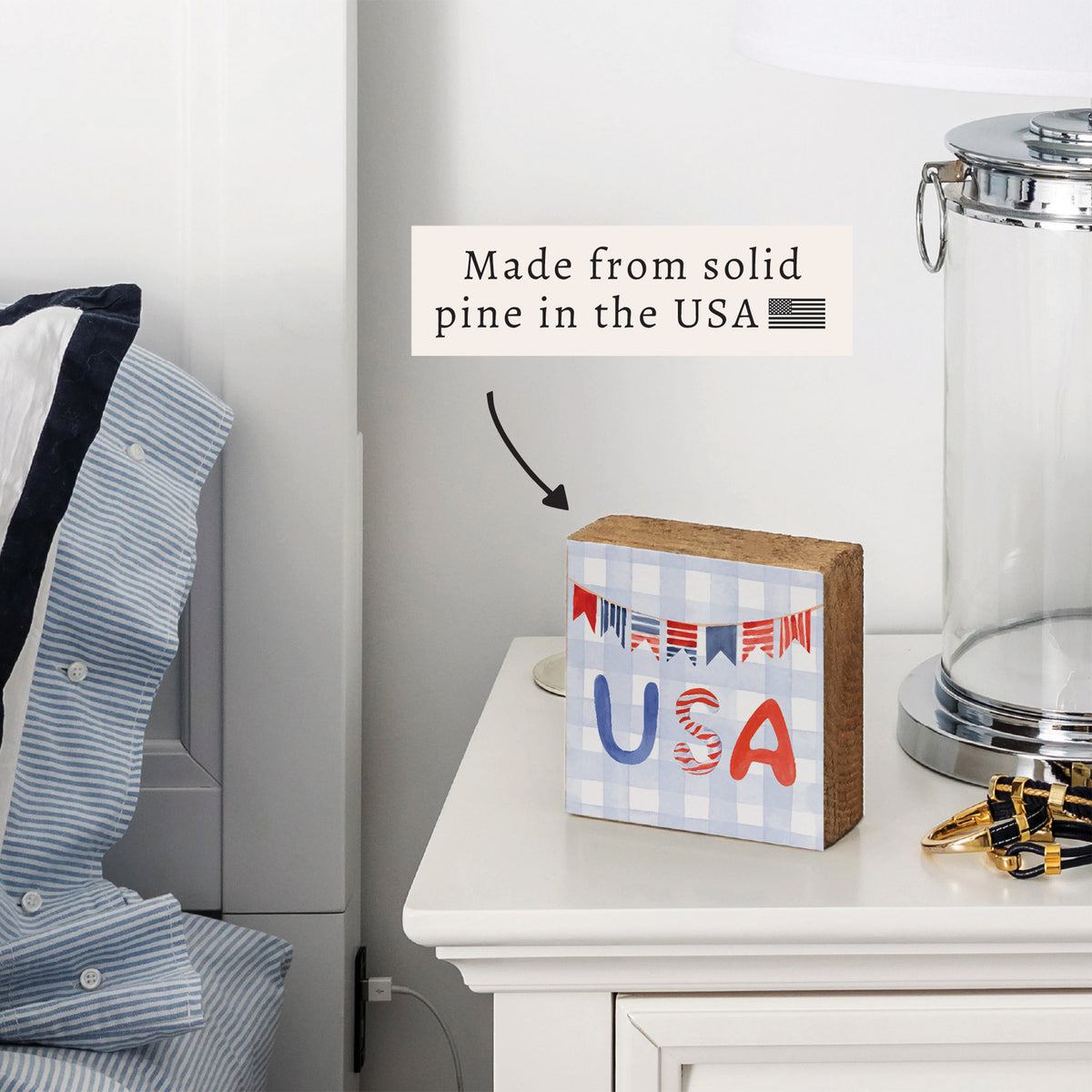 USA Gingham Block Sign
