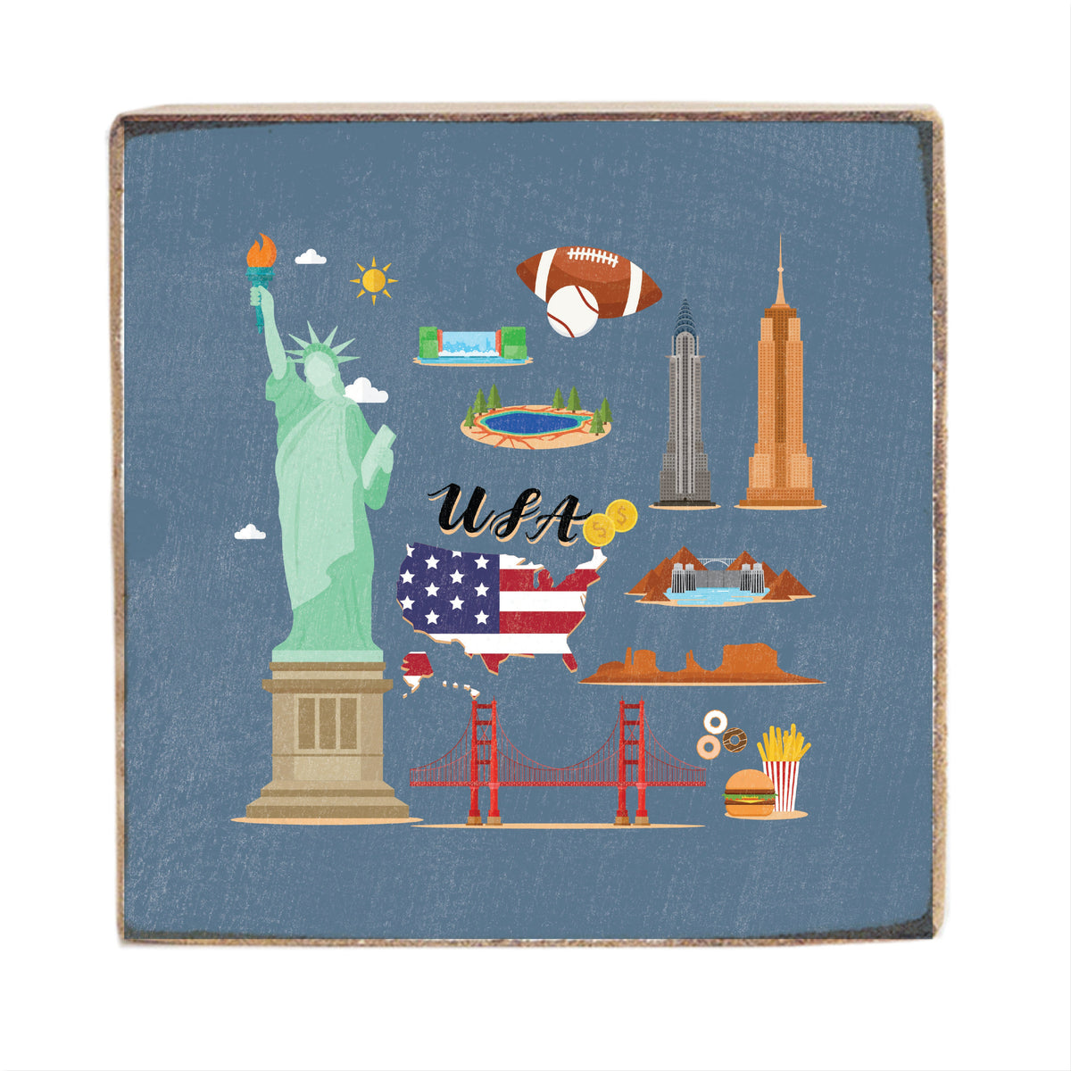 USA Famous Icons Block Sign