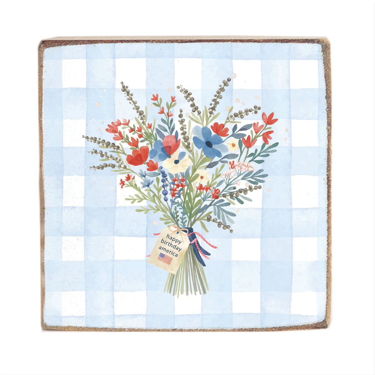 America 250 Flowers Block Sign