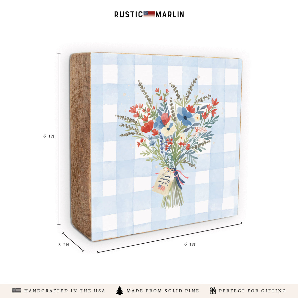 America 250 Flowers Block Sign