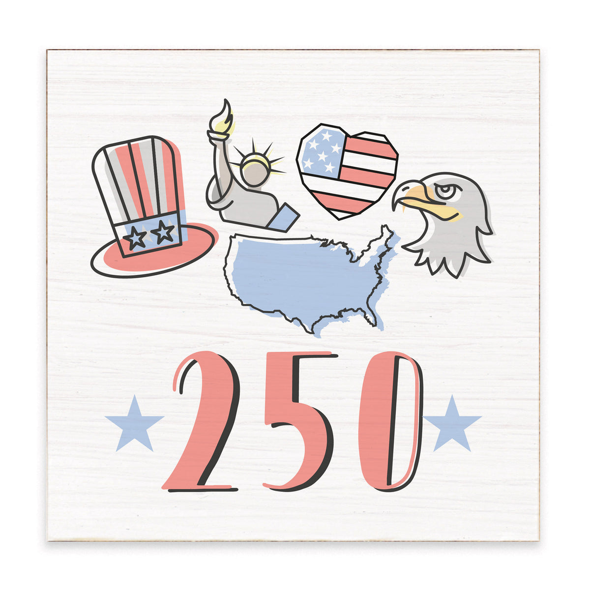 America 250 Icons Block Sign