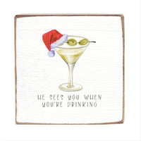 Santa Martini Block Sign