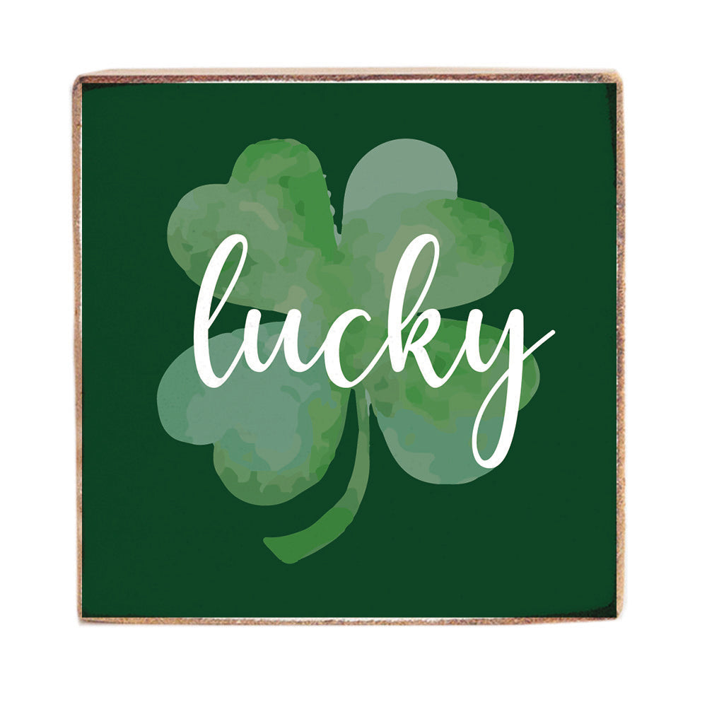 Lucky Shamrock Decorative Square Block Sign