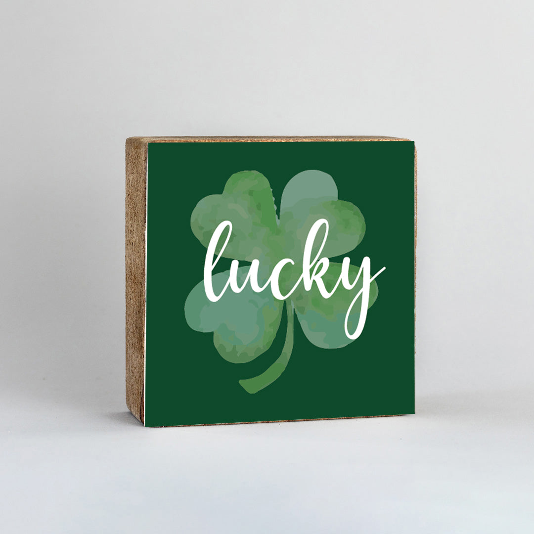 Lucky Shamrock Decorative Square Block Sign