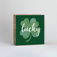 Lucky Shamrock Decorative Square Block Sign