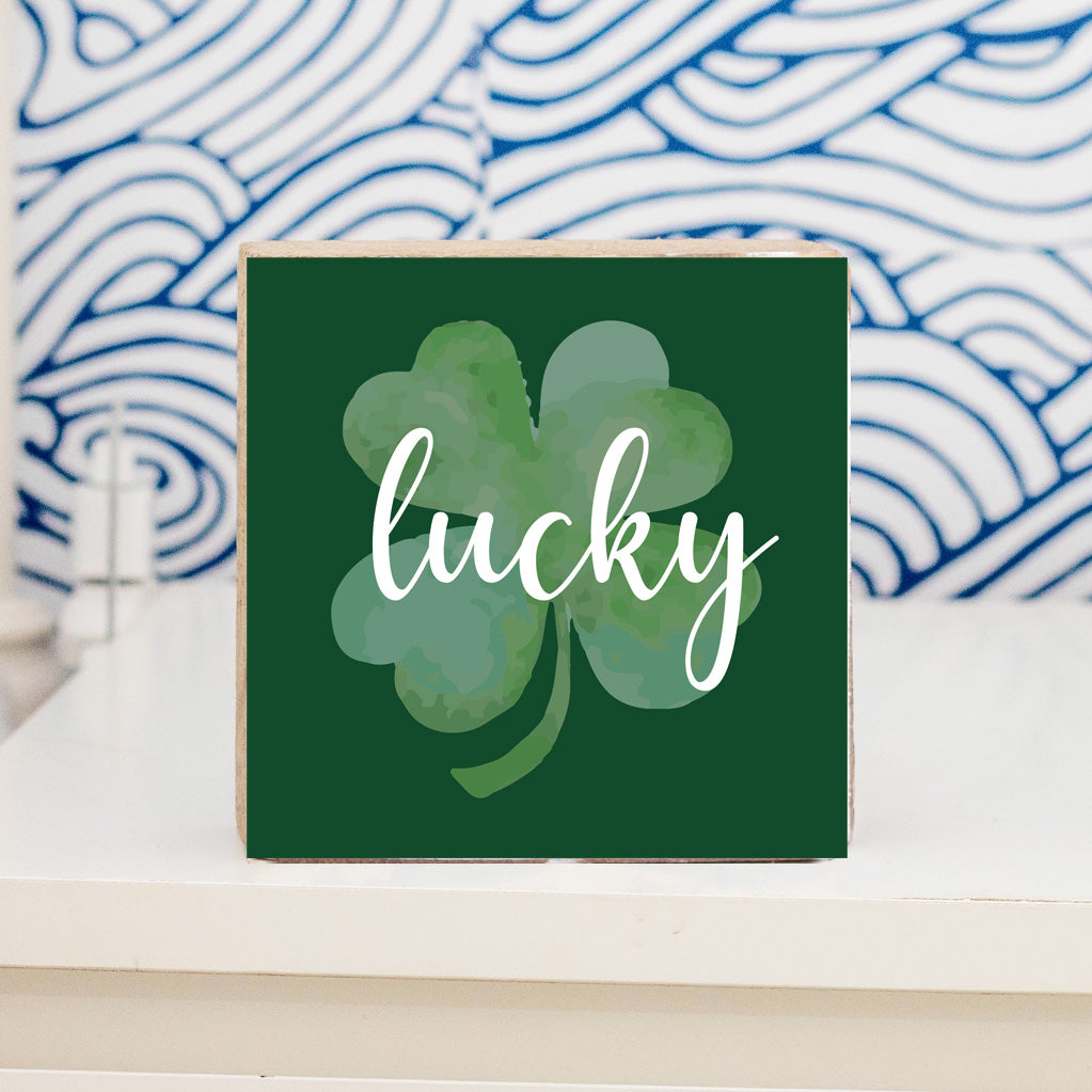 Lucky Shamrock Decorative Square Block Sign