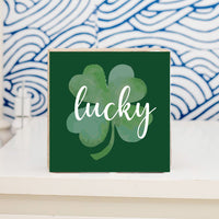 Lucky Shamrock Decorative Square Block Sign