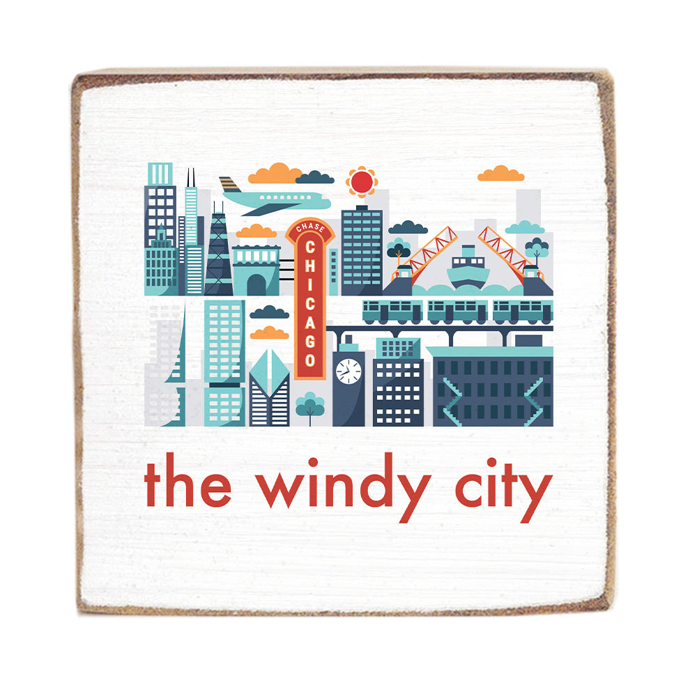 Chicago The Windy City Block Sign