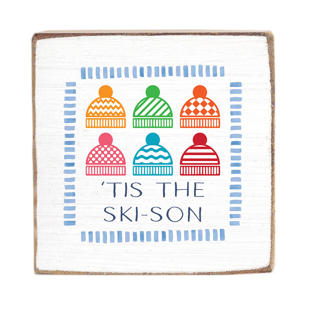 Tis The Ski-Son Square Block Sign
