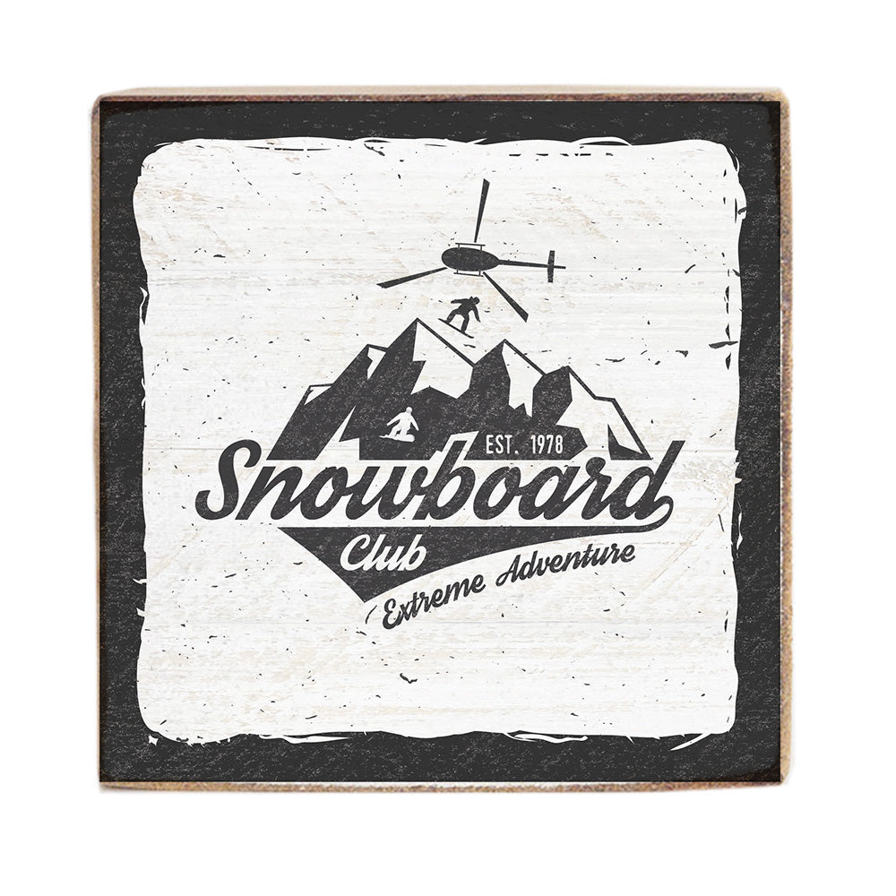 Snowboard Club Square Block Sign