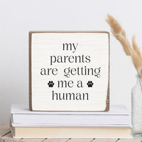 My Parents Are Getting Me A Human Block Sign