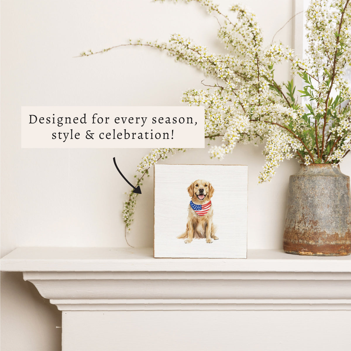 Patriotic Dog Block Sign