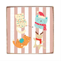 Holiday Cats Block Sign