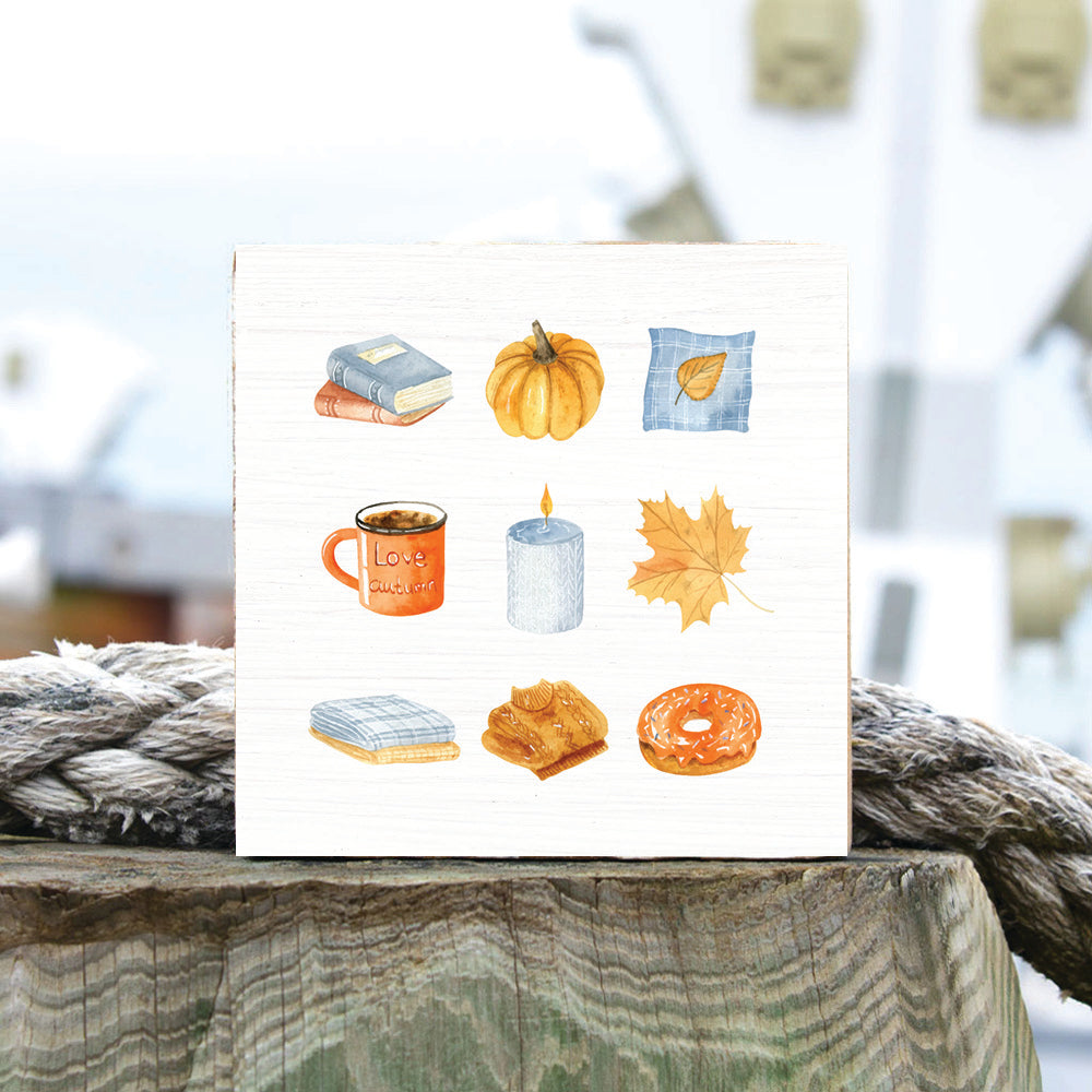 Autumn Icons Block Sign