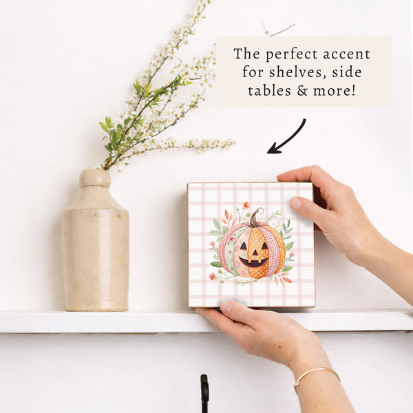 Floral Pumpkin Block Sign