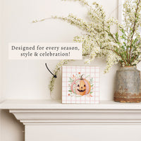 Floral Pumpkin Block Sign