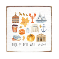 Fall In Love With Boston Square Block Sign