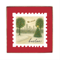Boston Christmas Night Square Block Sign