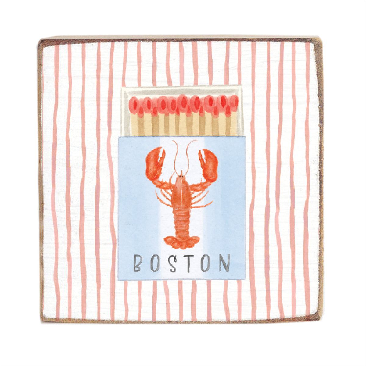 Boston Lobster Match Box Block Sign
