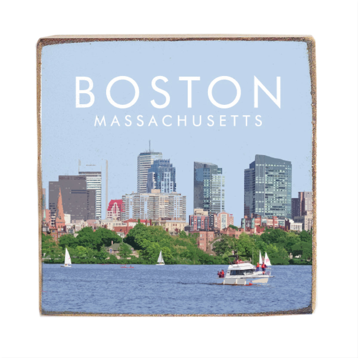 Boston Massachusetts Square Block Sign