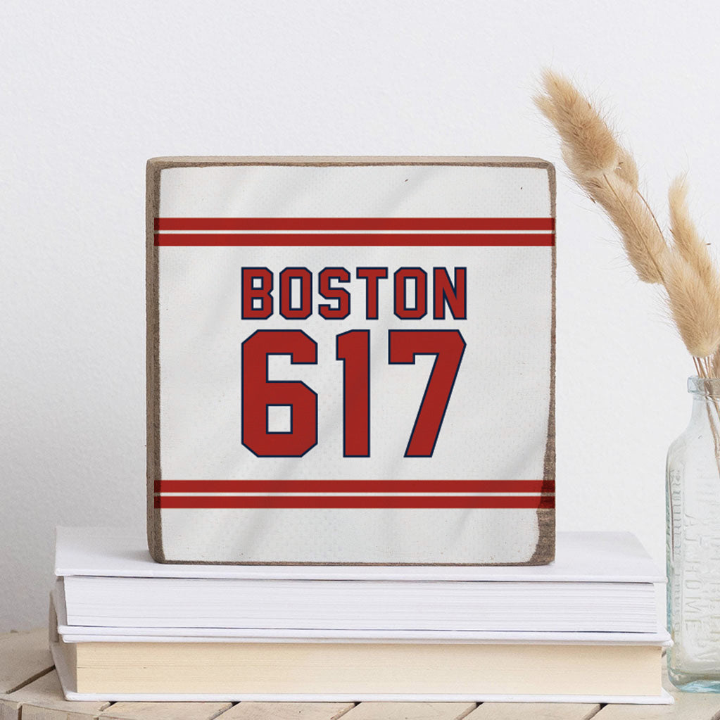Boston 617 Red White Block Sign