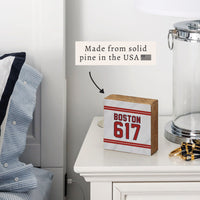 Boston 617 Red White Block Sign