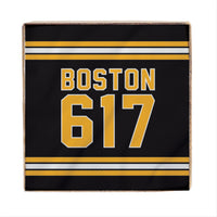 Boston 617 Black Gold Block Sign