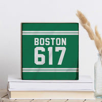 Boston 617 Green White Block Sign