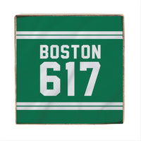 Boston 617 Green White Block Sign