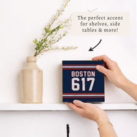 Boston 617 Blue Red Block Sign