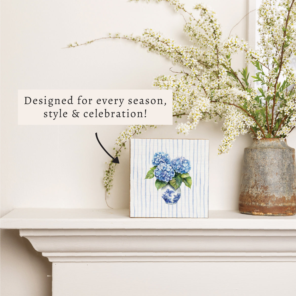 Hydrangea Vase Block Sign