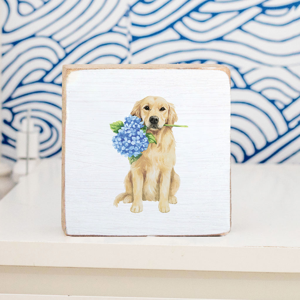 Hydrangea Dog Block Sign