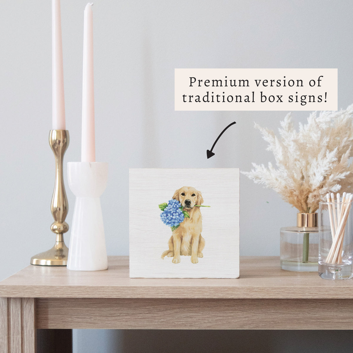 Hydrangea Dog Block Sign