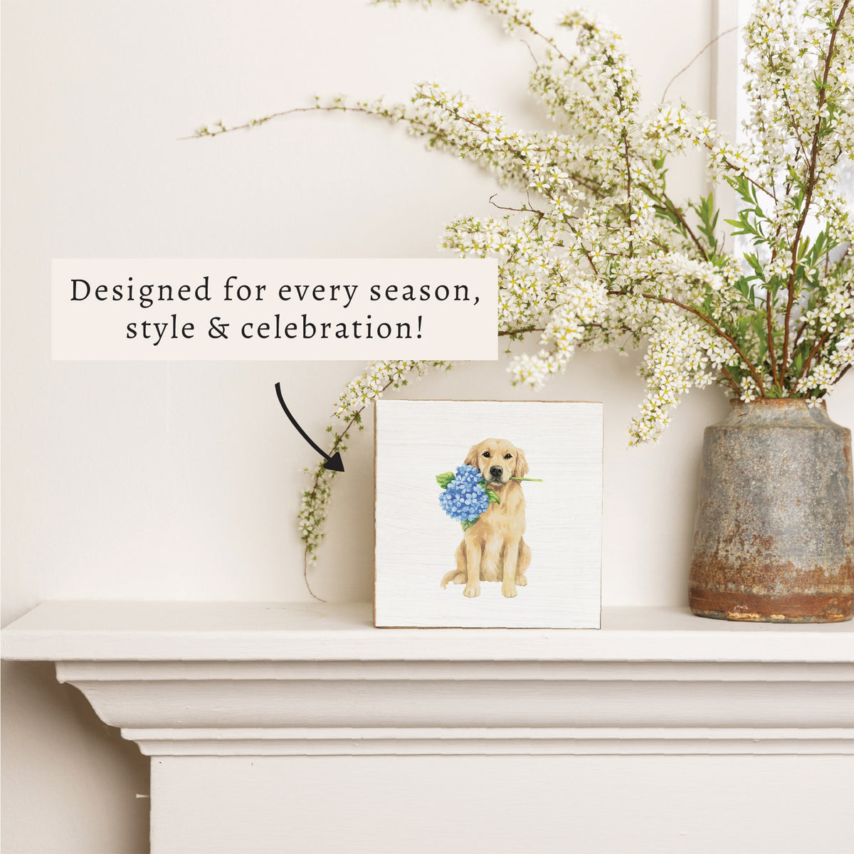 Hydrangea Dog Block Sign