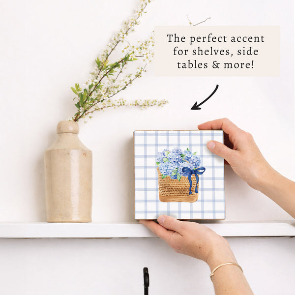 Hydrangea Basket Block Sign