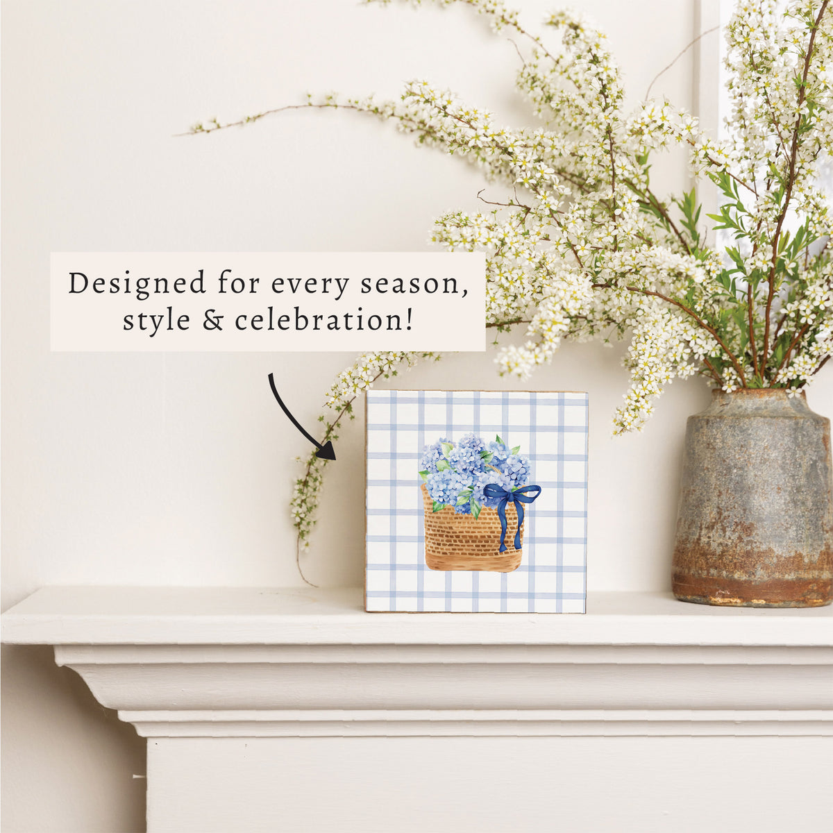 Hydrangea Basket Block Sign