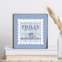 Philly Skyline Stamp Block Sign