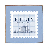 Philly Skyline Stamp Block Sign