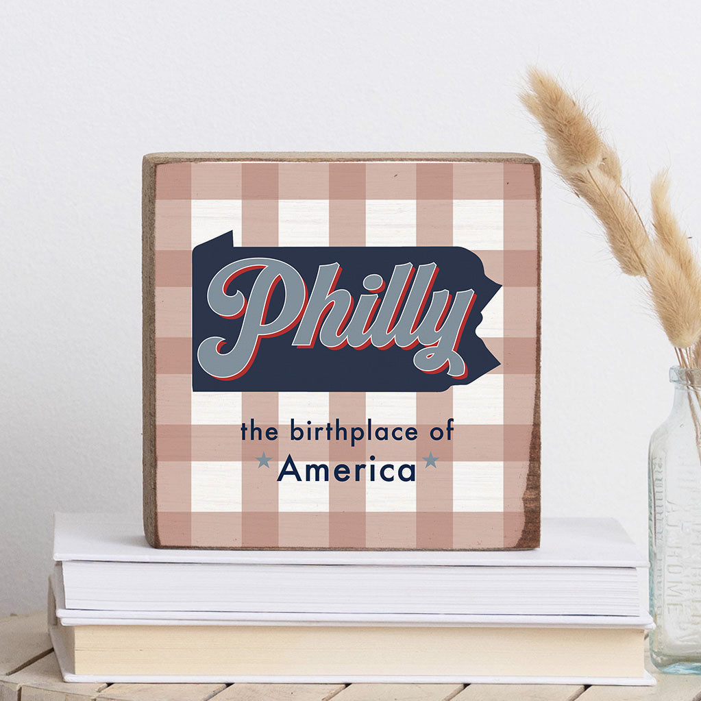 Philly Birthplace of America Checkered Block Sign