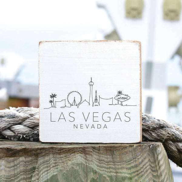 Las Vegas Skyline Sketch Block Sign