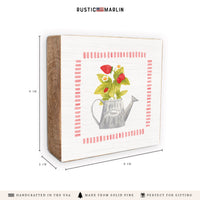 Spring Strawberry Watering Can Block Sign